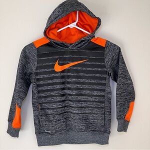 Nike Kids Gray and Orange Striped Hoodie